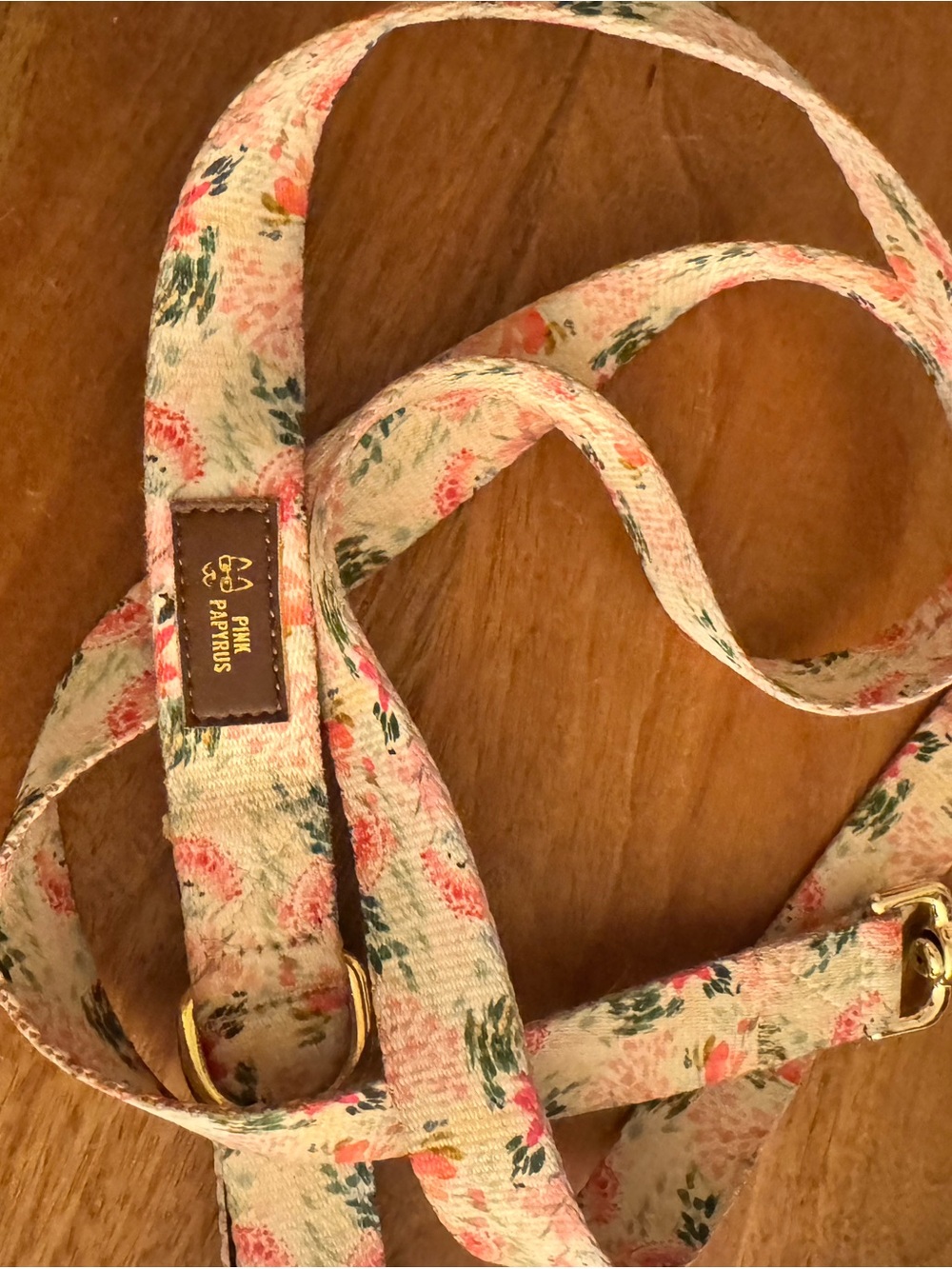 Pink Papyrus Floral Dog Leash Cream Pink Green Like New